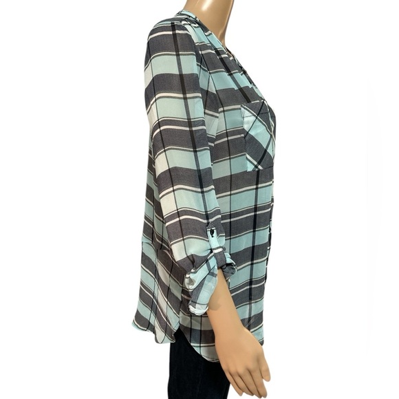 Plaid Button-Up Women’s Top - Picture 3 of 4